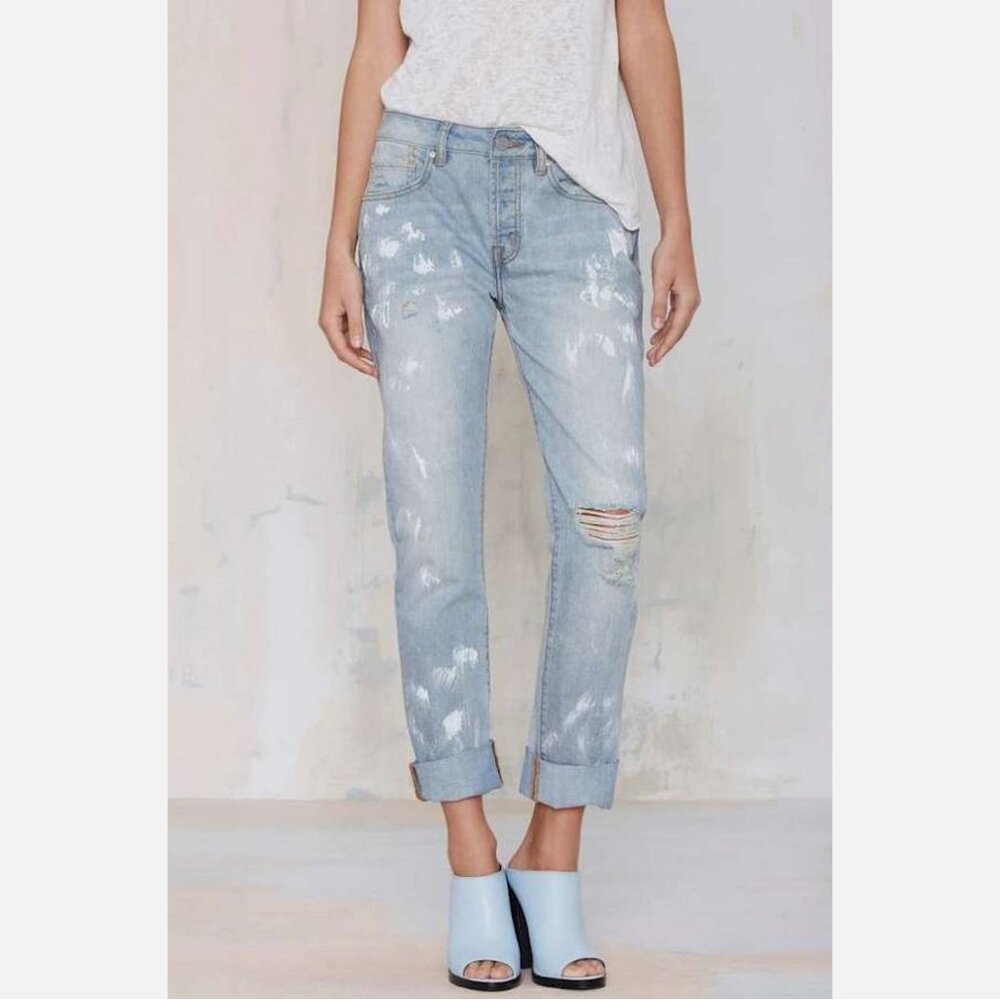 Nasty Gal The Brush Up Paint Splattered Boyfriend Jeans